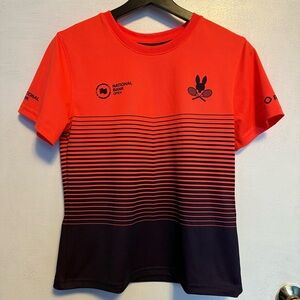 Psycho Bunny National Bank Open Orange/Navy Crewneck Tee T-Shirt